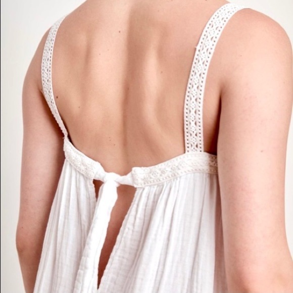 SOLD NWT Magaschoni White Cotton Gauzy Crocheted Strap Tiered Maxi Coverup - Picture 2 of 16